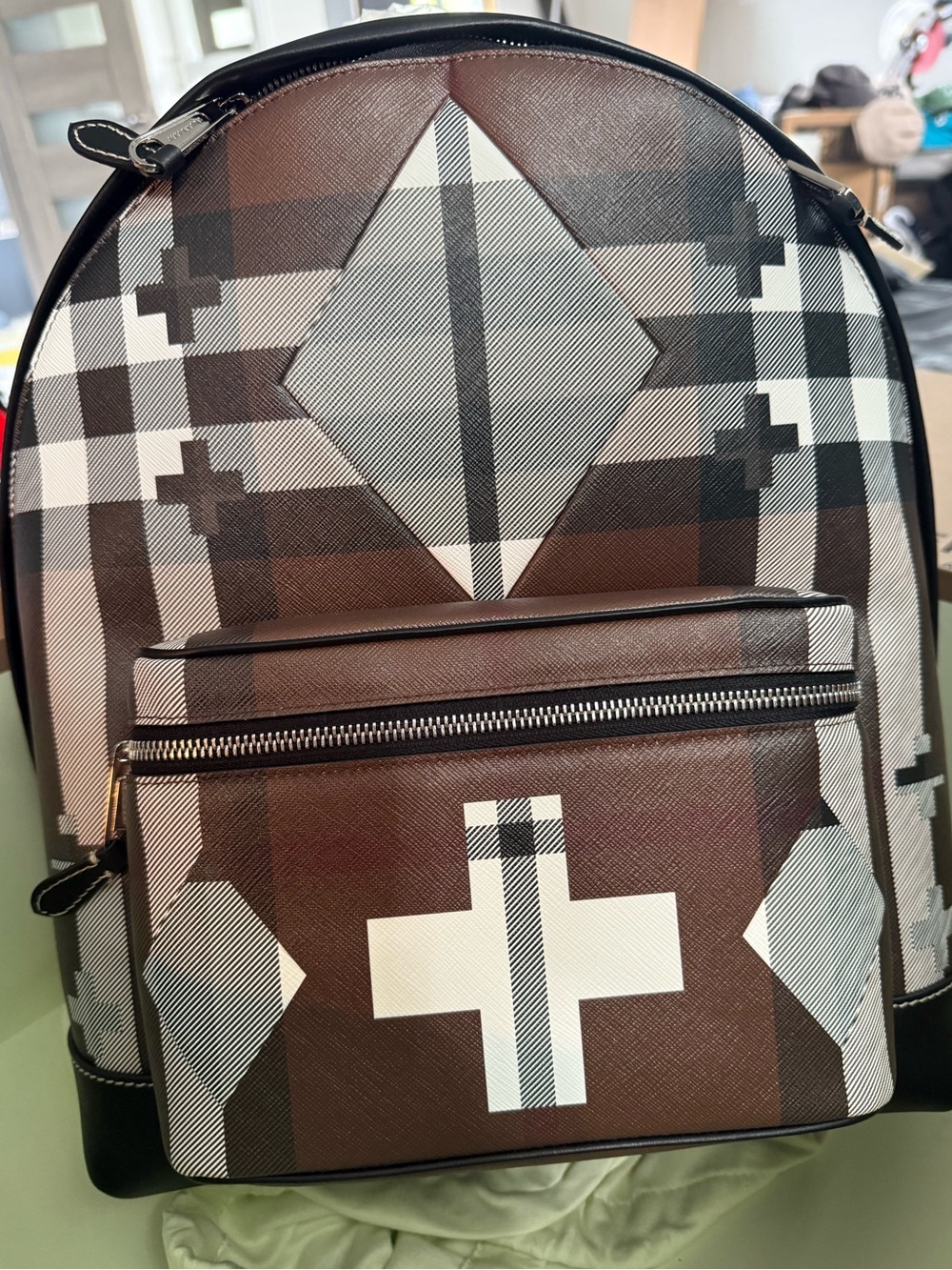 Burberry Check Geometric Jett Backpack! Patterned Brown Plaid Backpack.
